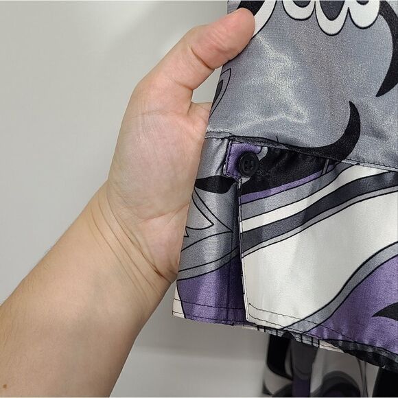 Apt 9 Stretch Gray/Purple Midi Button Down Dress Size Large - Picture 4 of 5